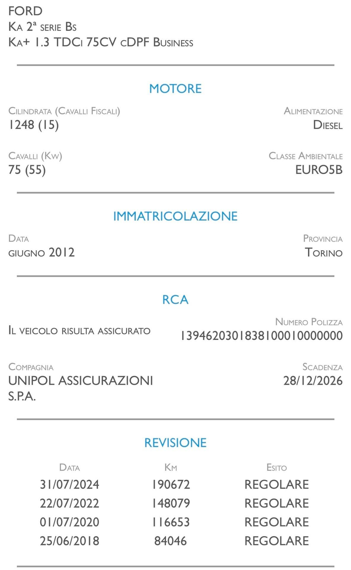 Ford Ka Ka+ 1.3 TDCi 75CV cDPF Business - IDEALE PER NEOPATENTATI