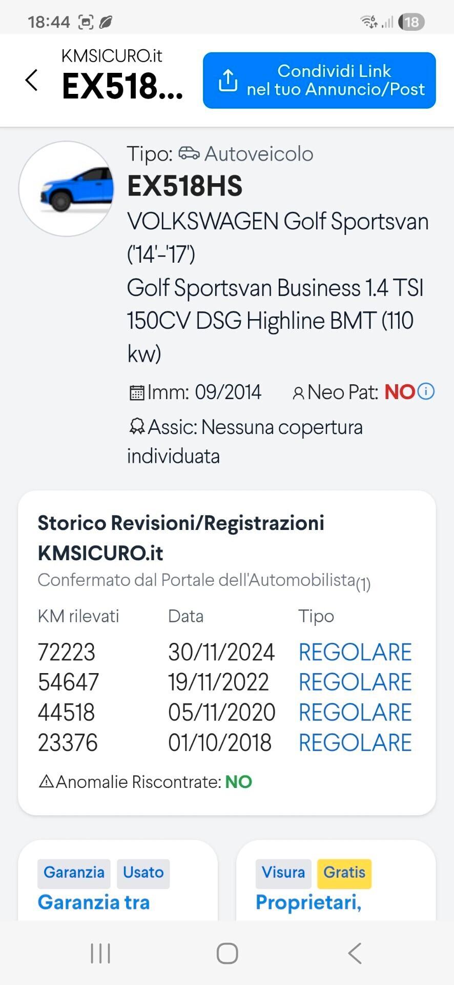 Volkswagen Golf Sportsvan 1.4 TSI 150cv full automatico