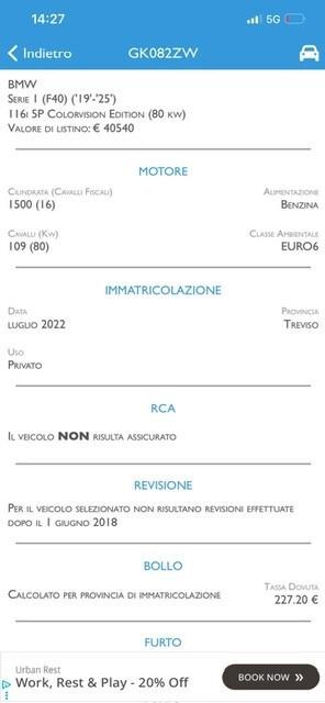 Bmw 116 116i 5p. Msport tetto panoramico