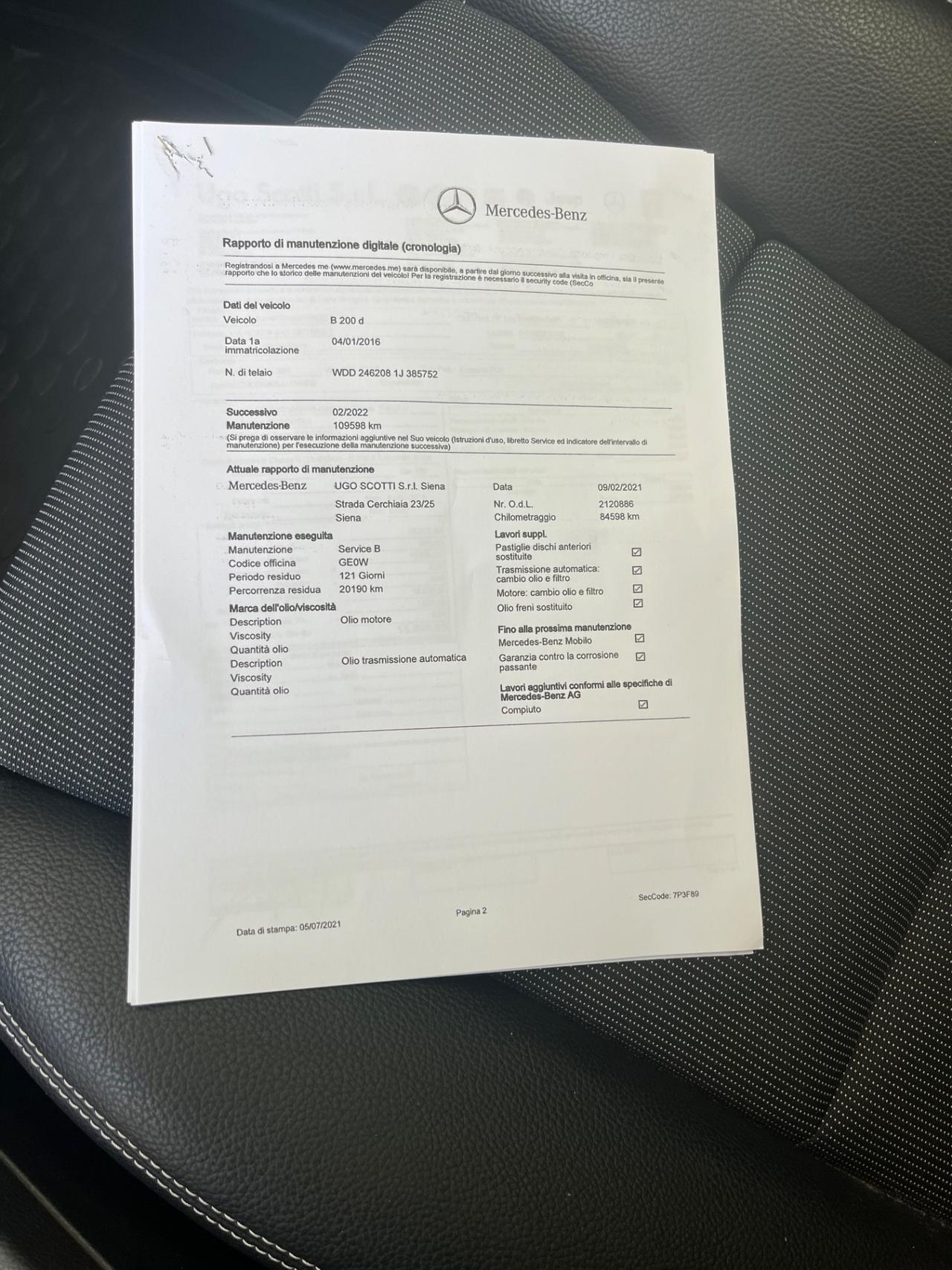 Mercedes-benz B 200 d Automatic Premium 2016