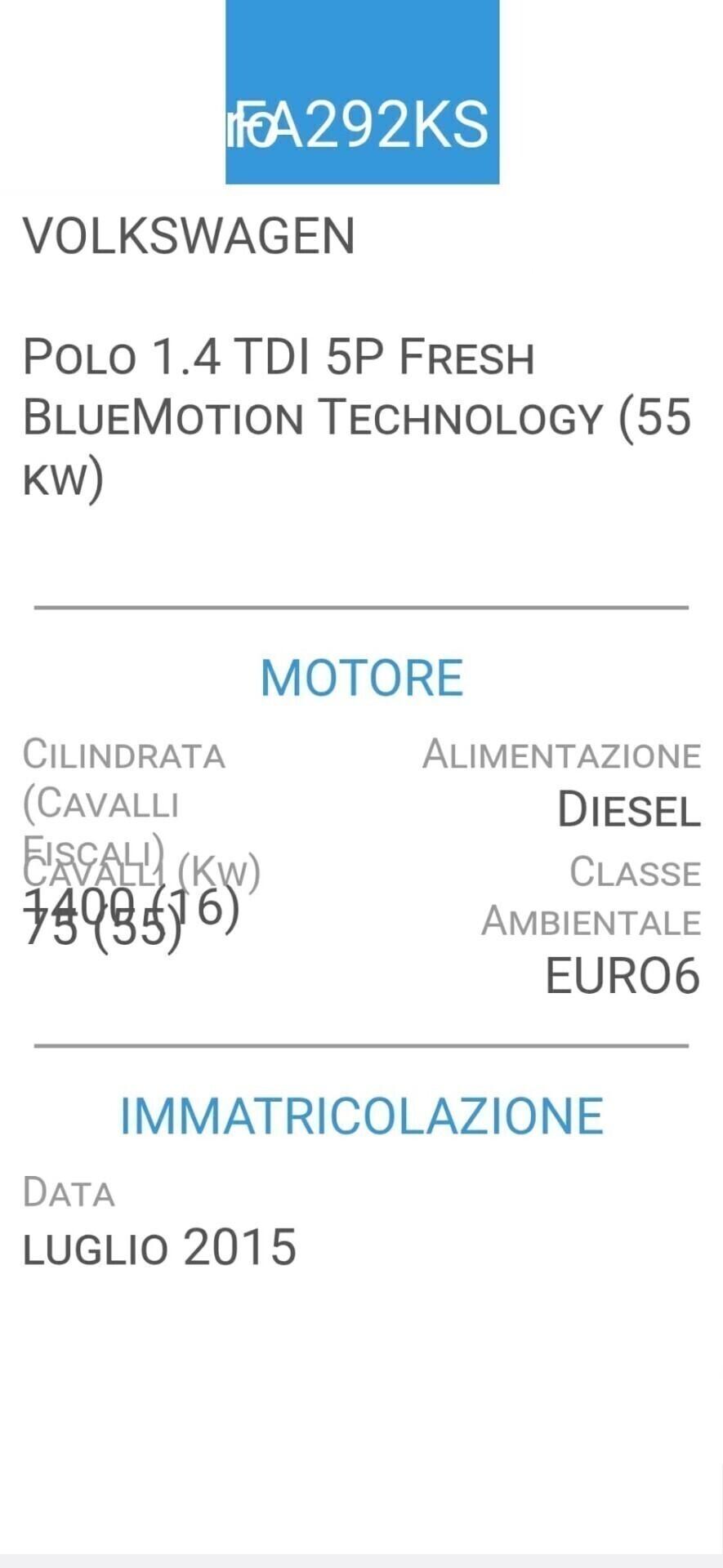 VOLKSWAGEN POLO 1,4 TDI-UNICA PROPRIET-EURO 6