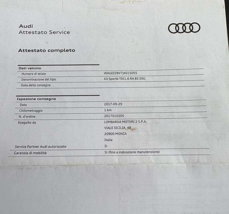 Audi A3 Sportback 30 1.6 tdi Sport 116cv s-tronic