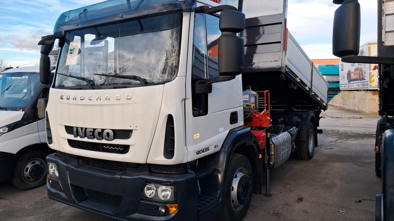 IVECO ML 120E25 - CASSONE RIBALTABILE TRIL. CON GRU DIETRO CABINA - BLOC. DIFF. (C17)