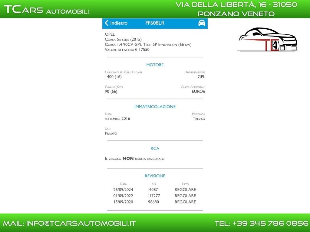 OPEL CORSA 1.4 GPL FINO 2036 - EURO 6