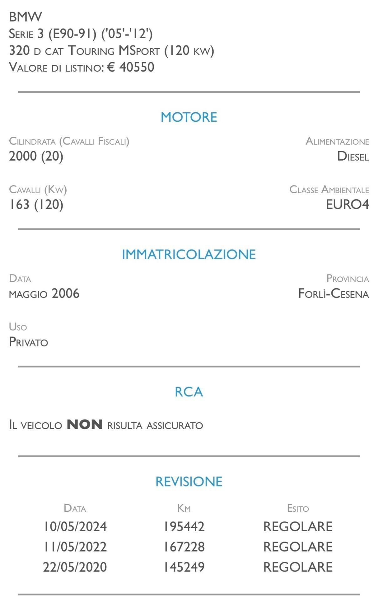Bmw 320 320d cat Touring Futura - UNICO PROPRIETARIO