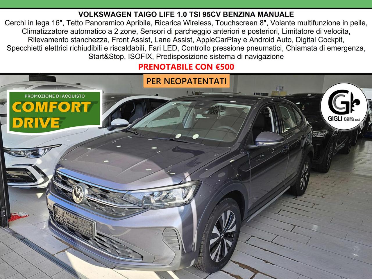 Volkswagen Taigo LIFE C16 Tetto Clima2Zone LED CarPlay Neopatentati