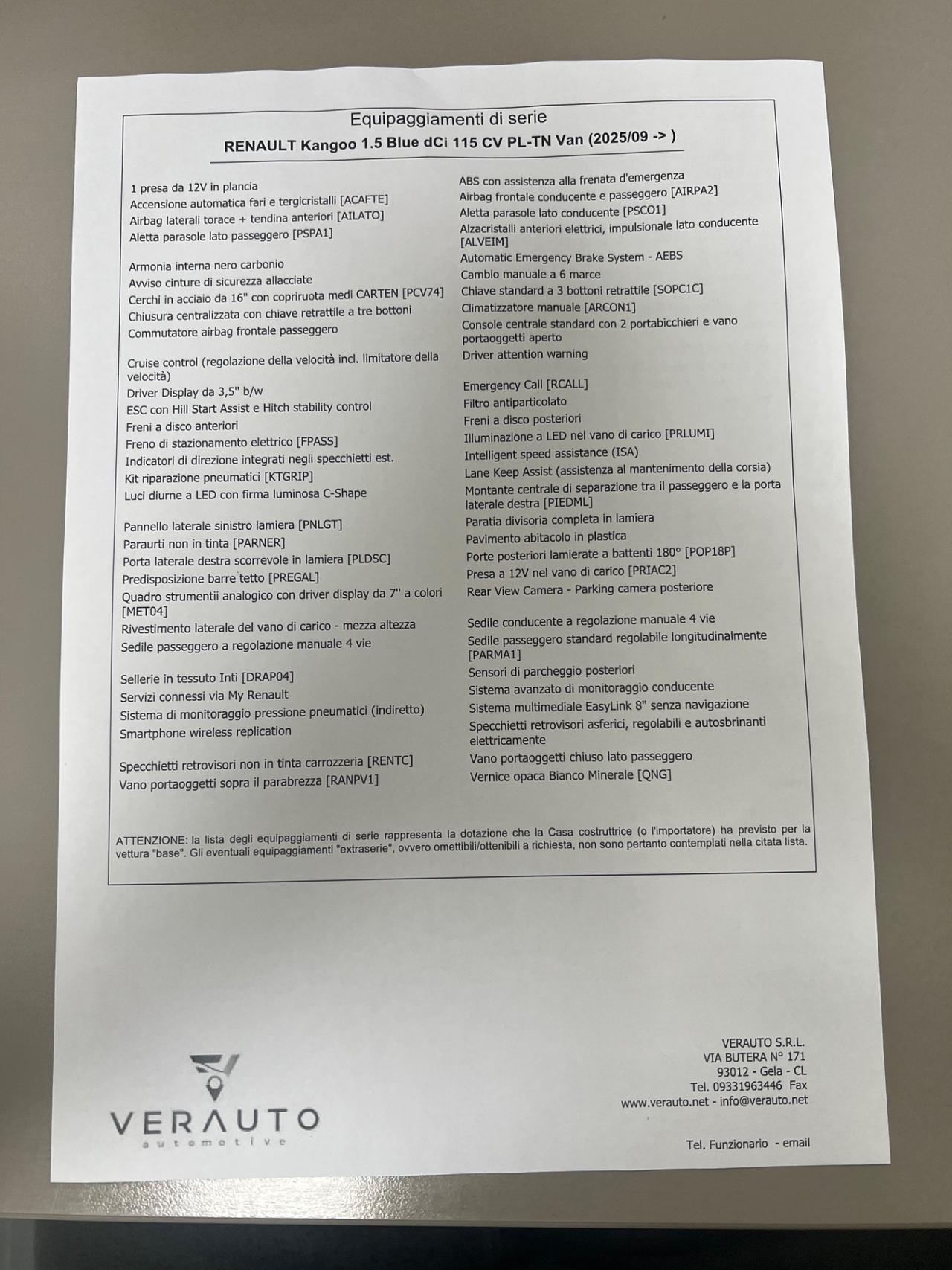 Renault Kangoo 1.5 Blue dCi 115 CV PL-TN Van - possibilità noleggio no scoring
