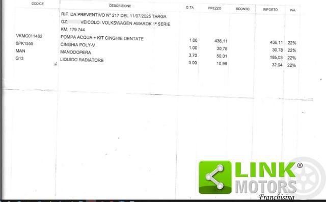 VOLKSWAGEN Amarok 2.0 BiTDI 180 CV 4MOTION Perm. Autocarro Gancio T.