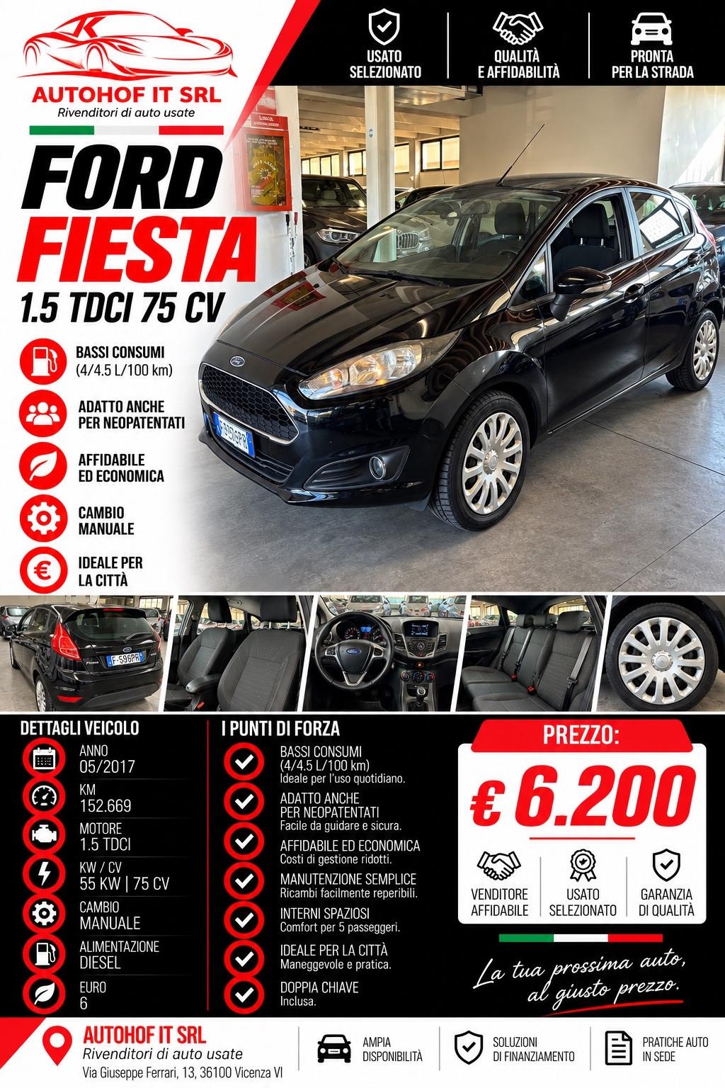 Ford Fiesta 1.5 TDCi 95CV |OK NEOPATENTATI|