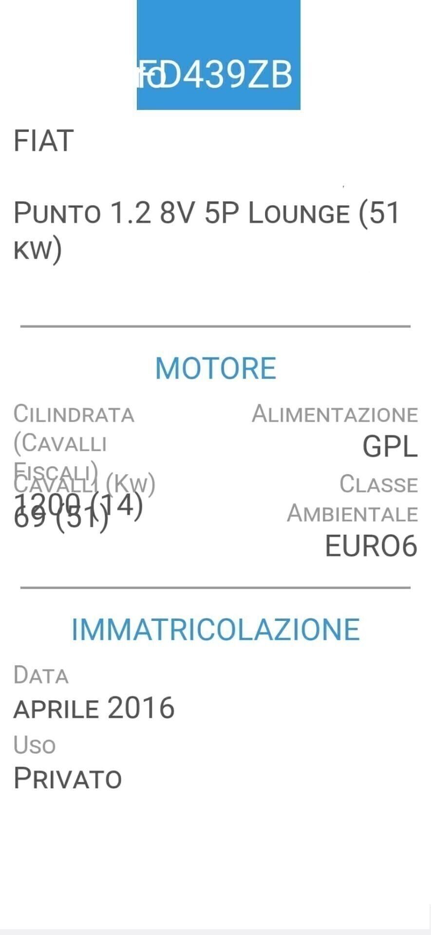 FIAT PUNTO EVO 1,2 GPL-UNICA PROPRIET-3 REVISIONI