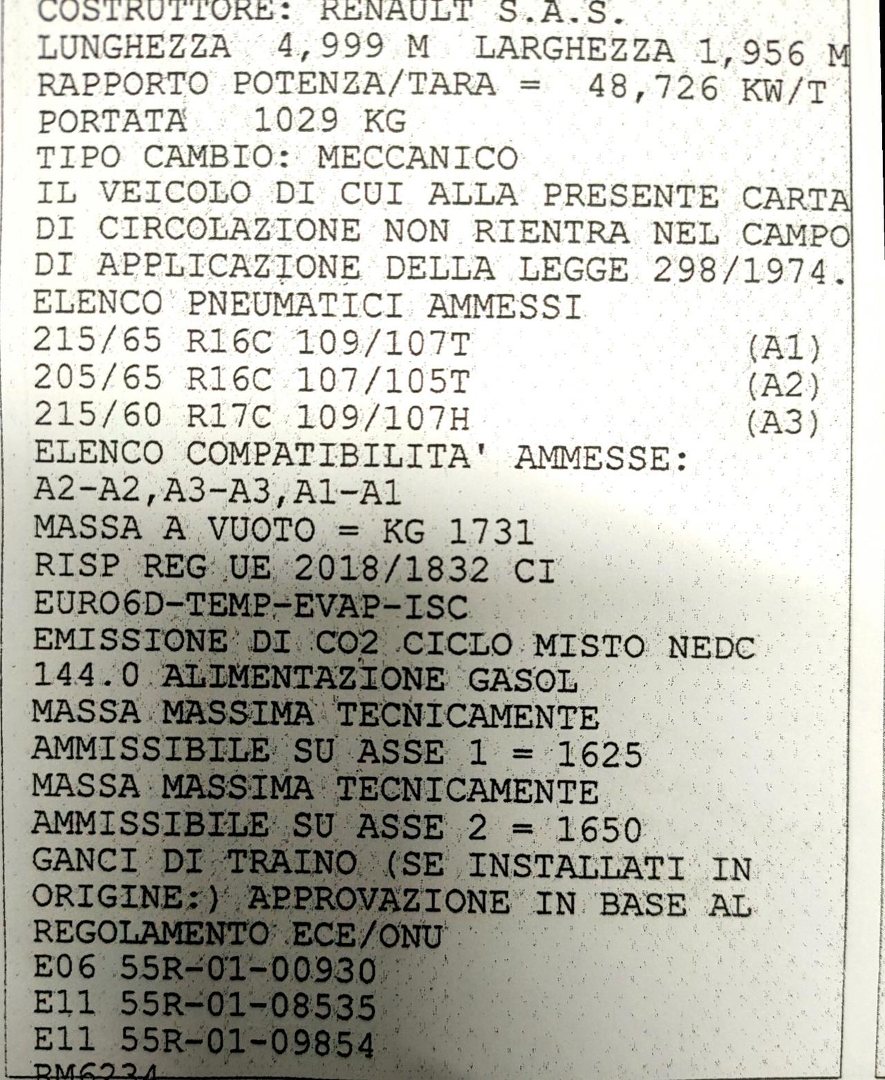 Renault Trafic 3 posti anteriori