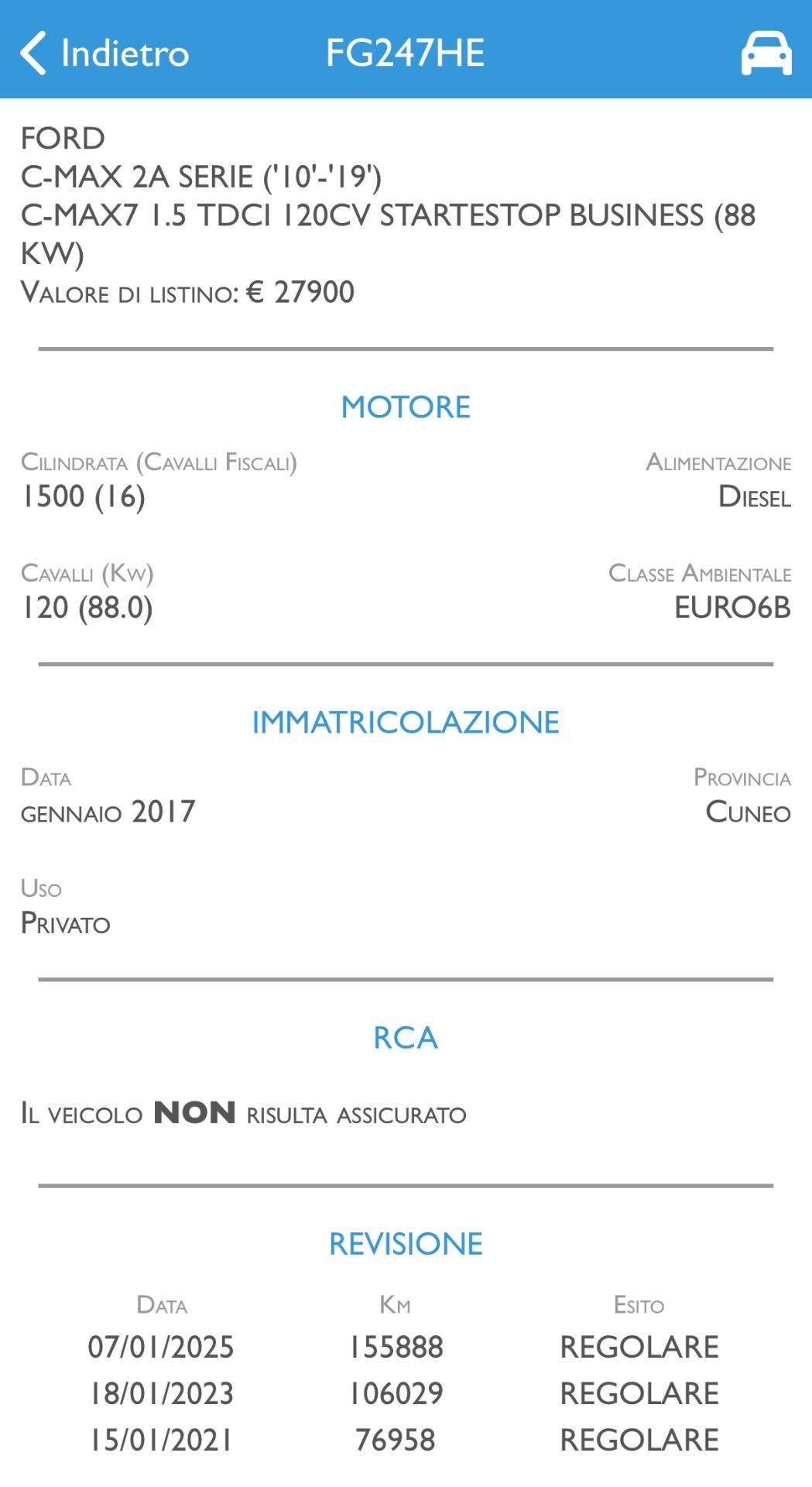 FORD C-MAX 1.5 DCI - 7 POSTI - EURO 6B - NEOPATENTATI