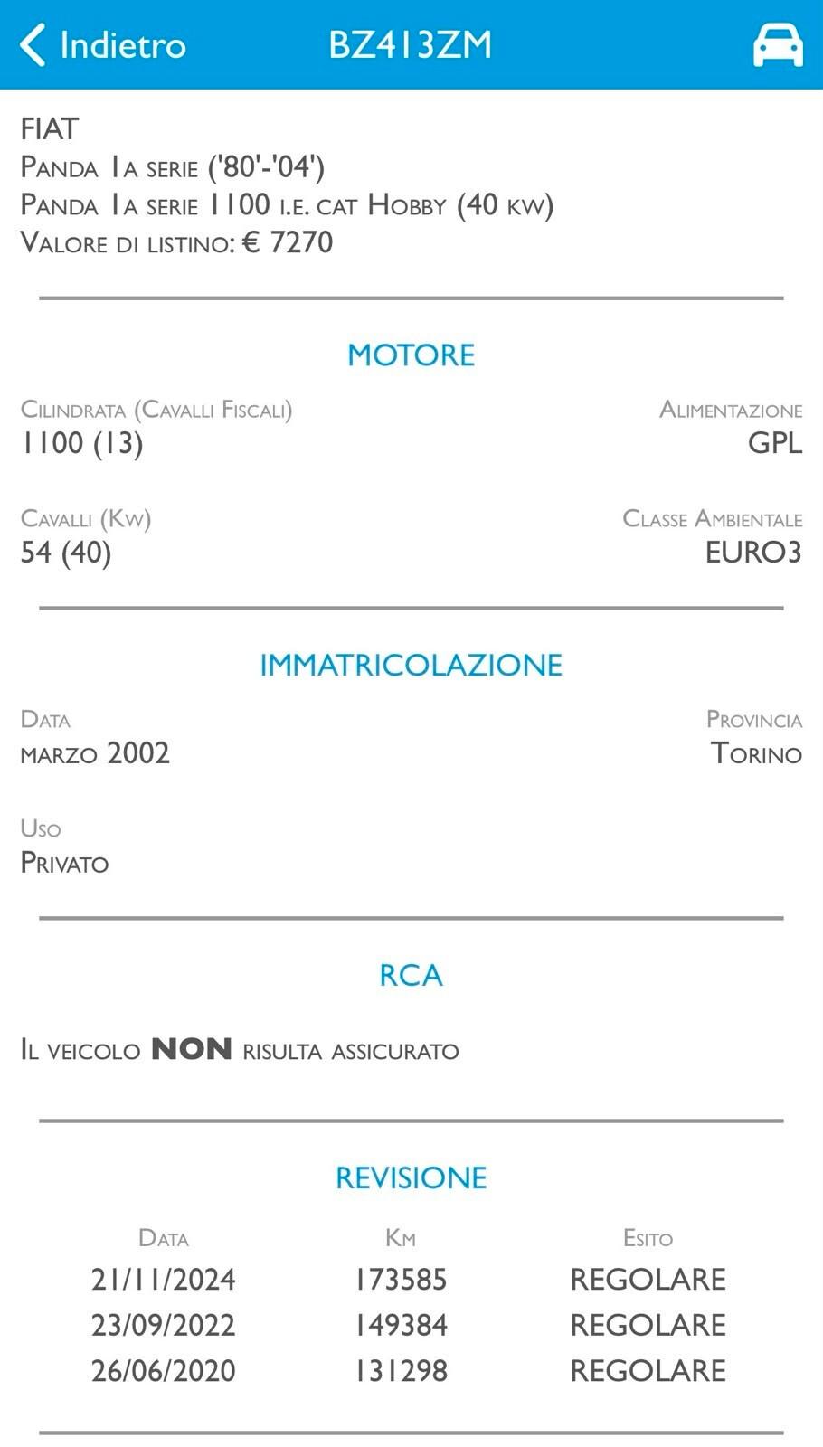 Fiat Panda Young 1.1 Fire - GPL 2029 - Portapacchi