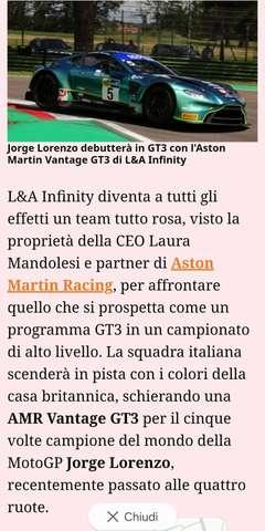 Aston Martin Vantage Coupe GT3 (ex Jorge Lorenzo) IVA DEDUCIBILE