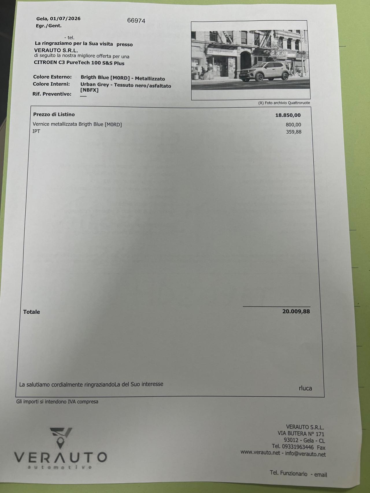Citroen C3 PureTech 100 S&S Plus - possibilità noleggio no scoring