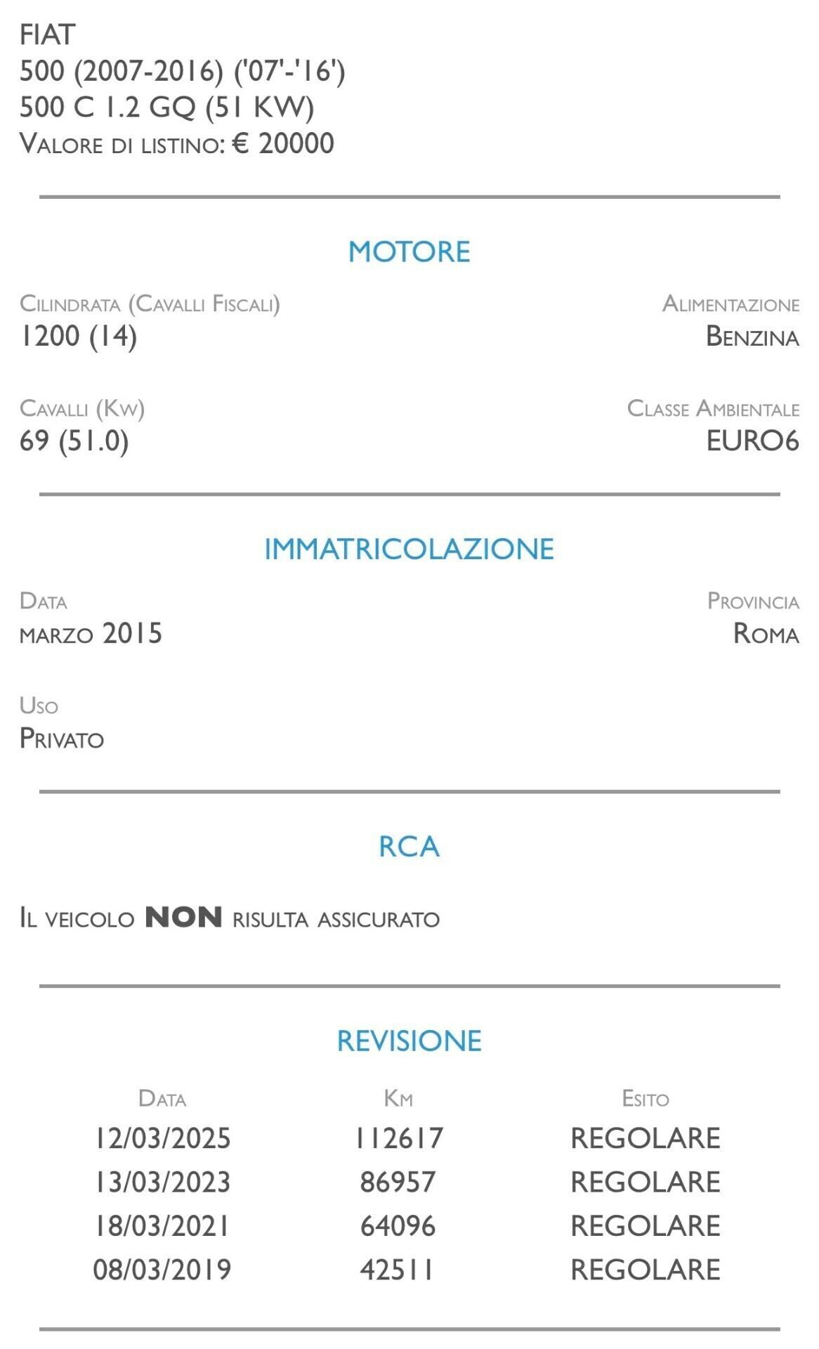 Fiat 500 C 1.2 GQ - UNICO PROPRIETARIO