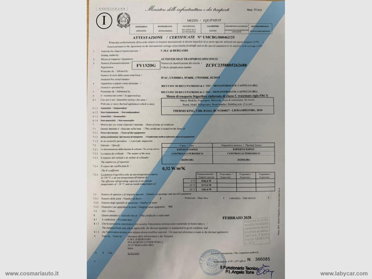 Daily 35C12 2.3 HPT CASSA IFAC FRIGO THERMO KING V300