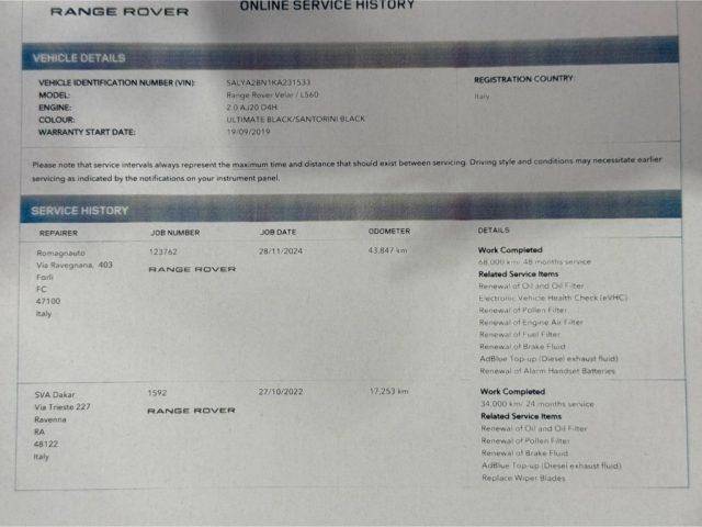 LAND ROVER Range Rover Velar 2.0D I4 240 CV R-Dynamic S AUT - NAVI - LED - 20