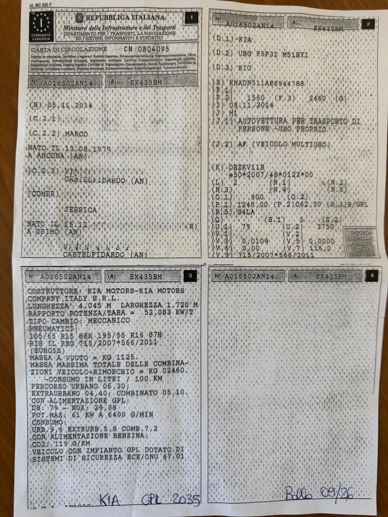 Kia Rio 1.2 Benzina GPL Unicaproprietaria NEOPATENTATI