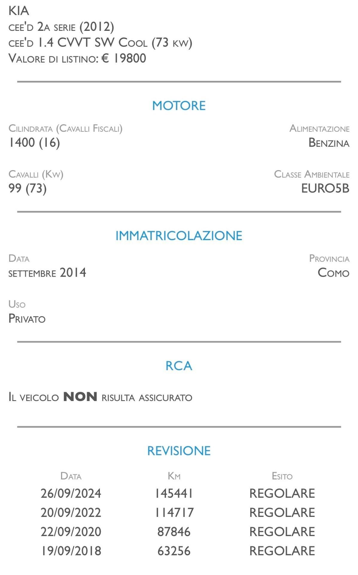 Kia Ceed cee'd 1.4 CVVT SW Cool - UNICO PROPRIETARIO