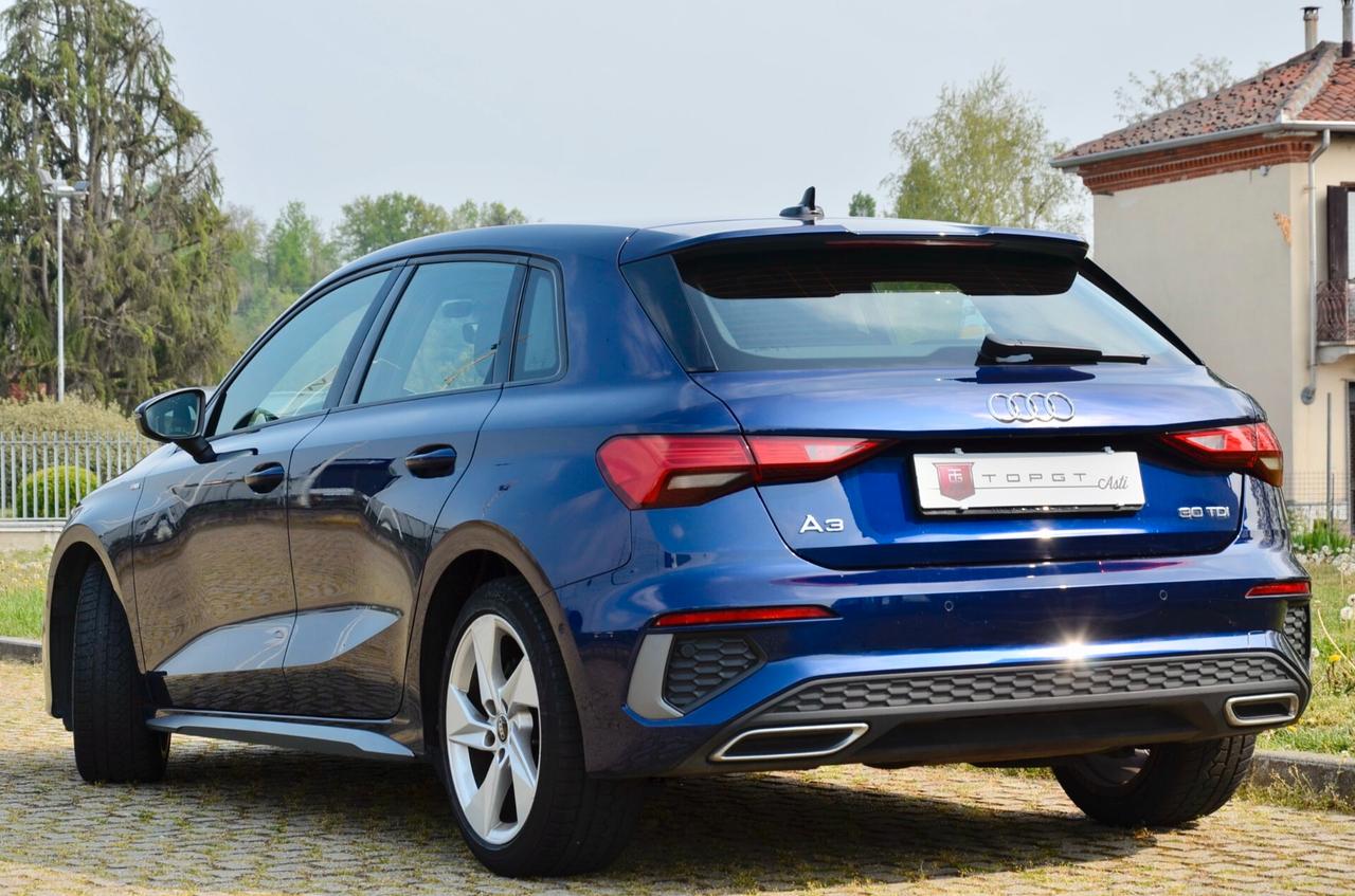 AUDI A3 SPB 30 2.0 TDI S LINE EDITION 116cv S-TRONIC, OK NEOPATENTATI, SERVICE CON FATTURE, EURO 6D, PERMUTE