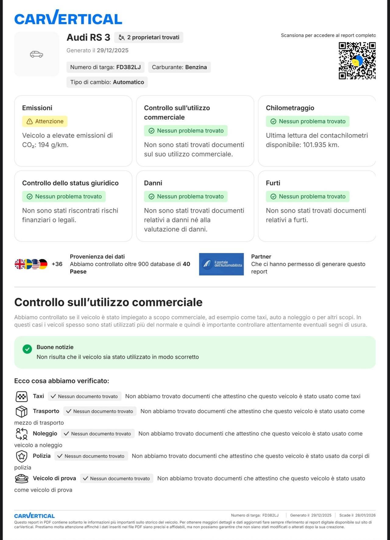 RS3 2.5TFSI 367CV QUATTRO 2016 12 MESI DI GARANZIA