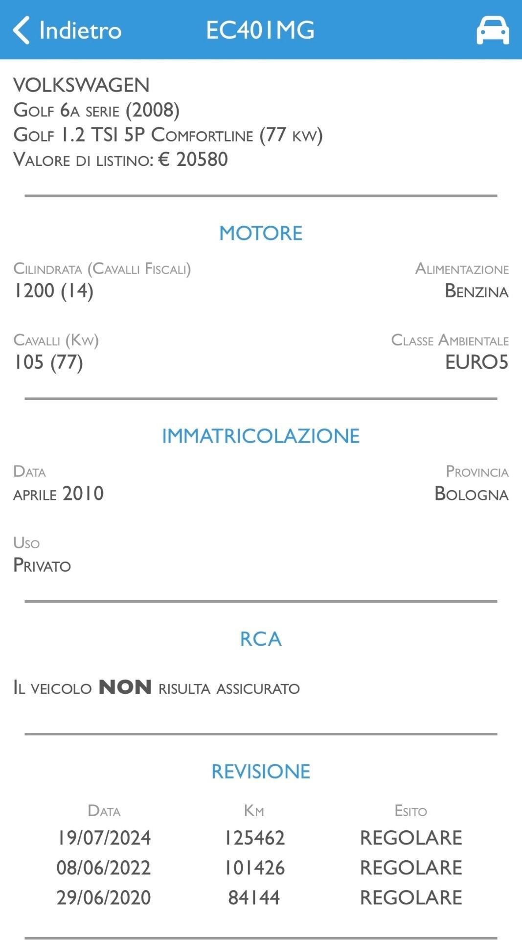 Volkswagen Golf 1.2 TSI 5p. UNICO 105CV