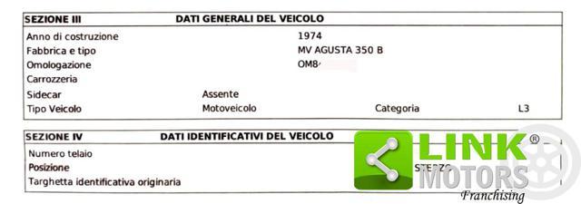 MV AGUSTA Other 350 SPORT B ELETTRONICA ISCRITTA ASI
