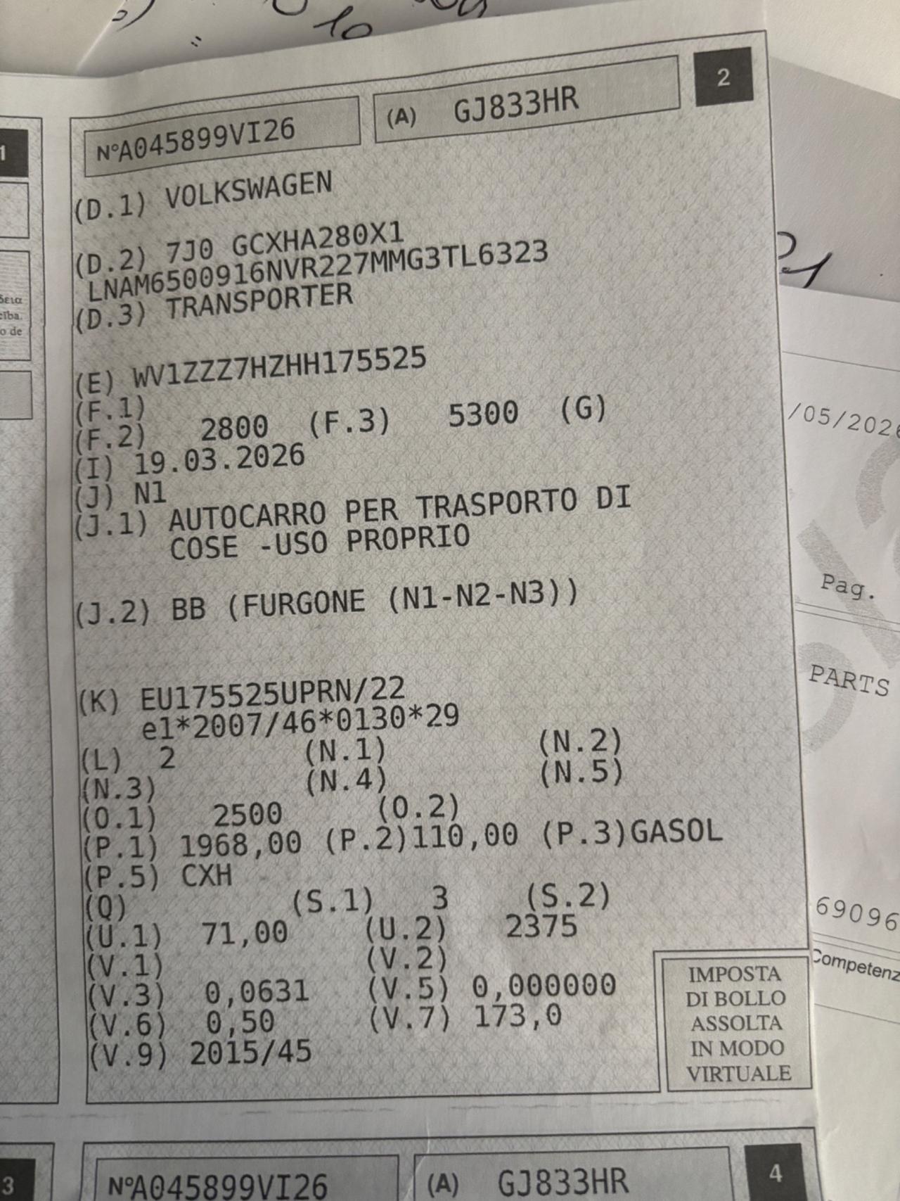 Volkswagen Transporter 2.0 TDI 102CV PC Furgone Eu6