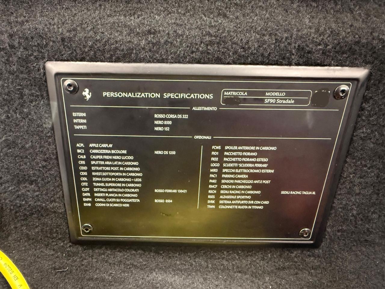Ferrari SF90 ASSETTO FIORANO ESTESO - GARANZIA FINO A 08/2027