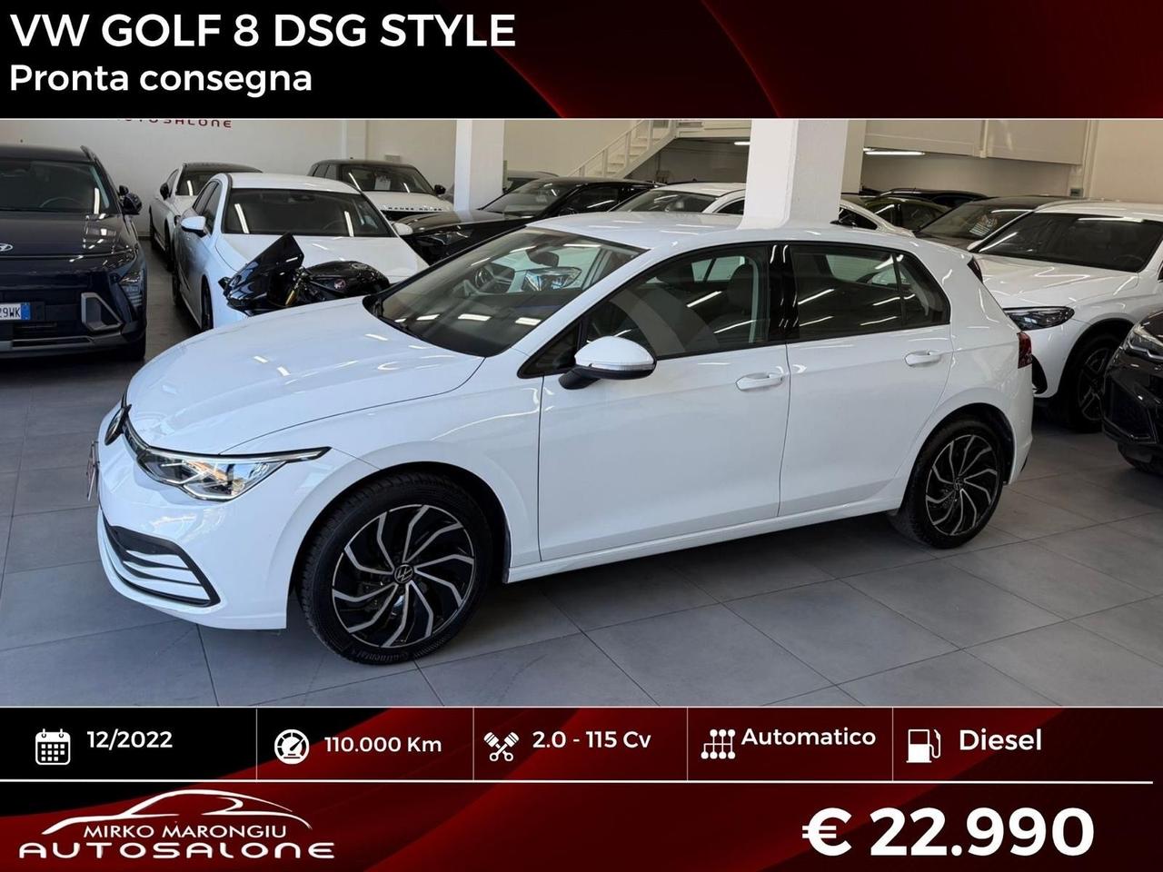 VW GOLF 8 2.0 TDI DSG SCR Style FINANZIABILE