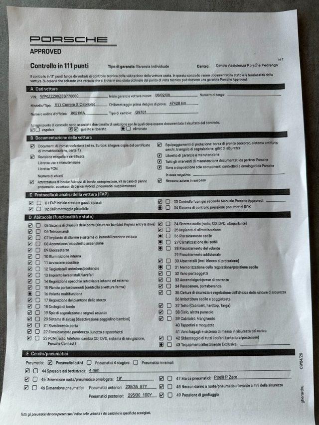 PORSCHE 997 Carrera S Cabriolet MK1 MY 2008