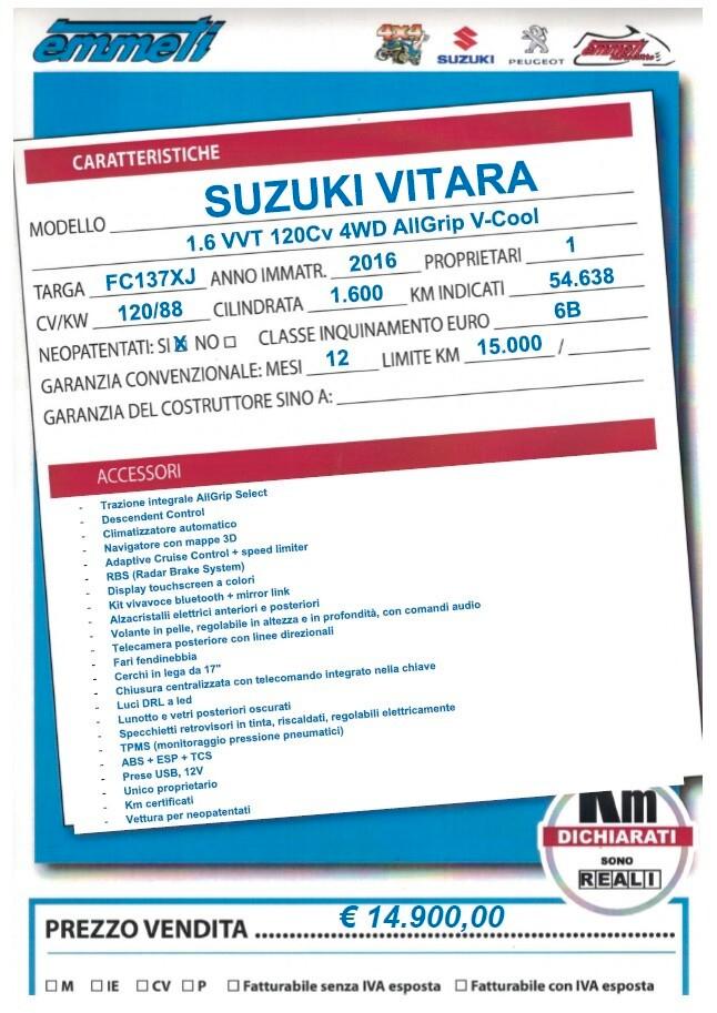 Suzuki Vitara 1.6 VVT 120cv 4WD AllGrip V-Cool