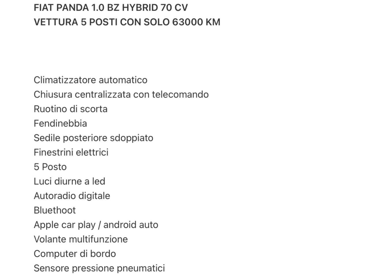 Fiat Panda Cross 1.0 FireFly S&S Hybrid Si Neopatentati