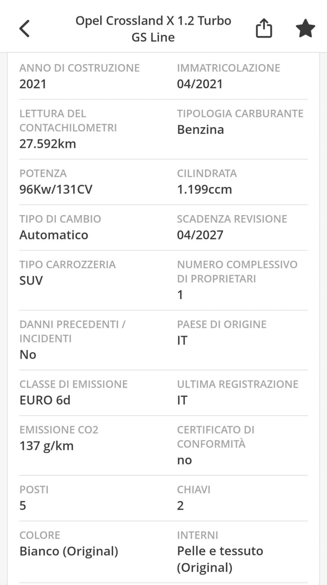 Opel Crossland X 1.2 TURBO GS LINE
