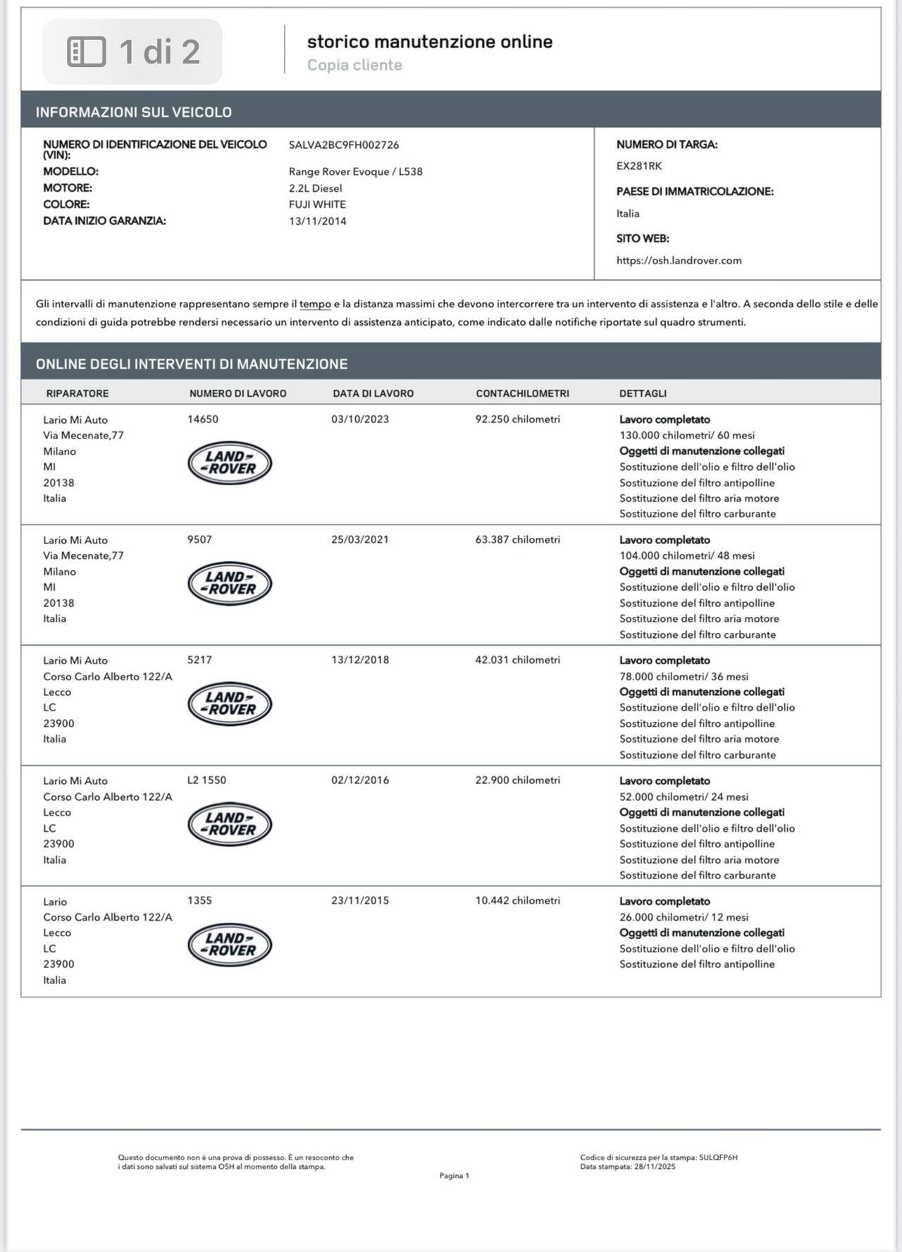 Land Rover Range Rover Evoque 5p 2.2 td4 PureTech*TAGLIANDI CERTIFICATI *