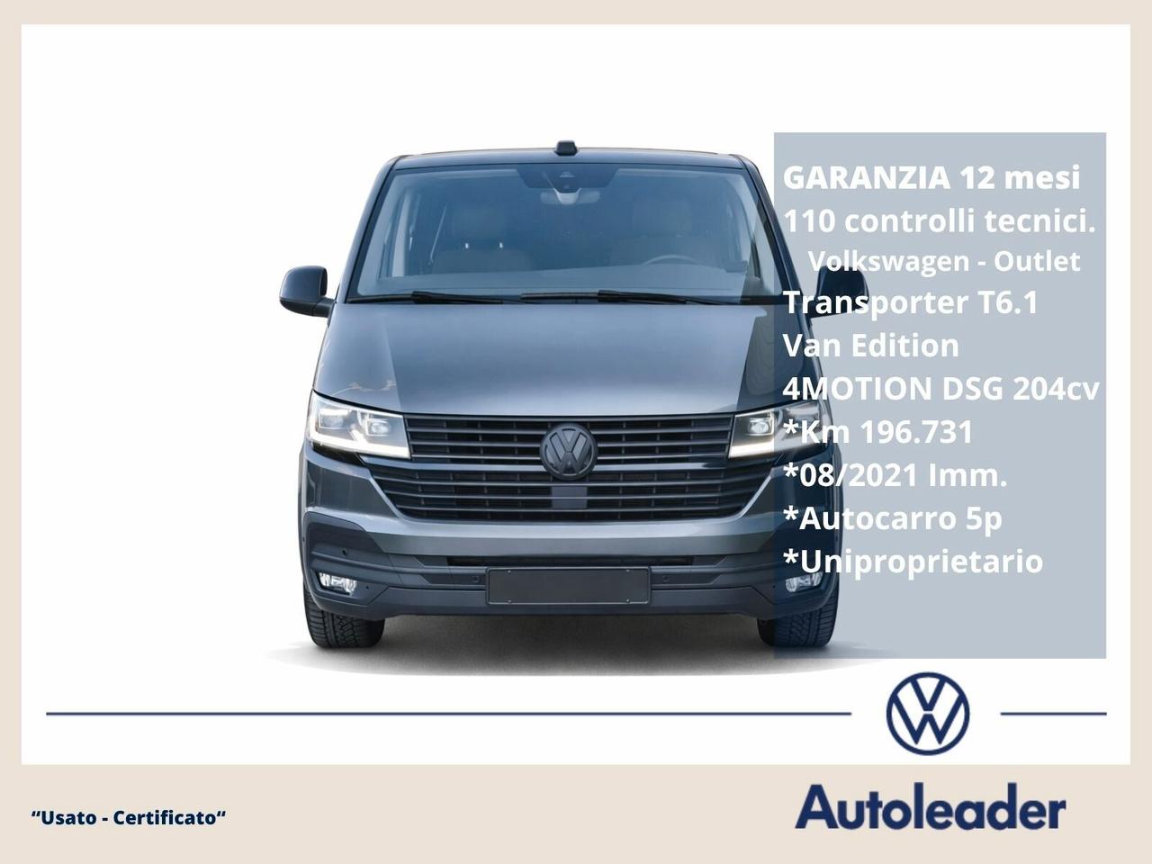 Volkswagen Transporter T6.1 2.0 TDI 204CV DSG 4Motion Van Edition
