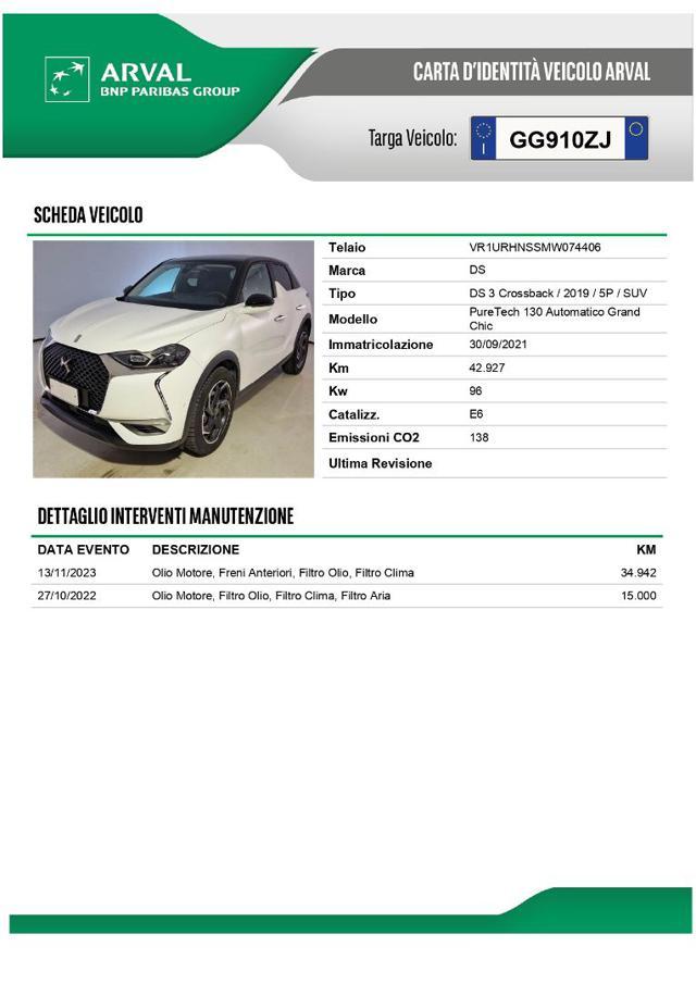 DS AUTOMOBILES DS 3 Crossback PureTech 130 aut. Grand Chic Bastille-Matrix LED