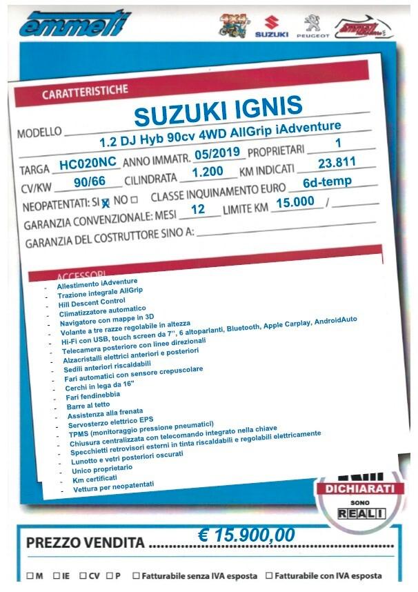 Suzuki Ignis 1.2 DJ Hyb 90cv 4WD AllGrip iAdventure