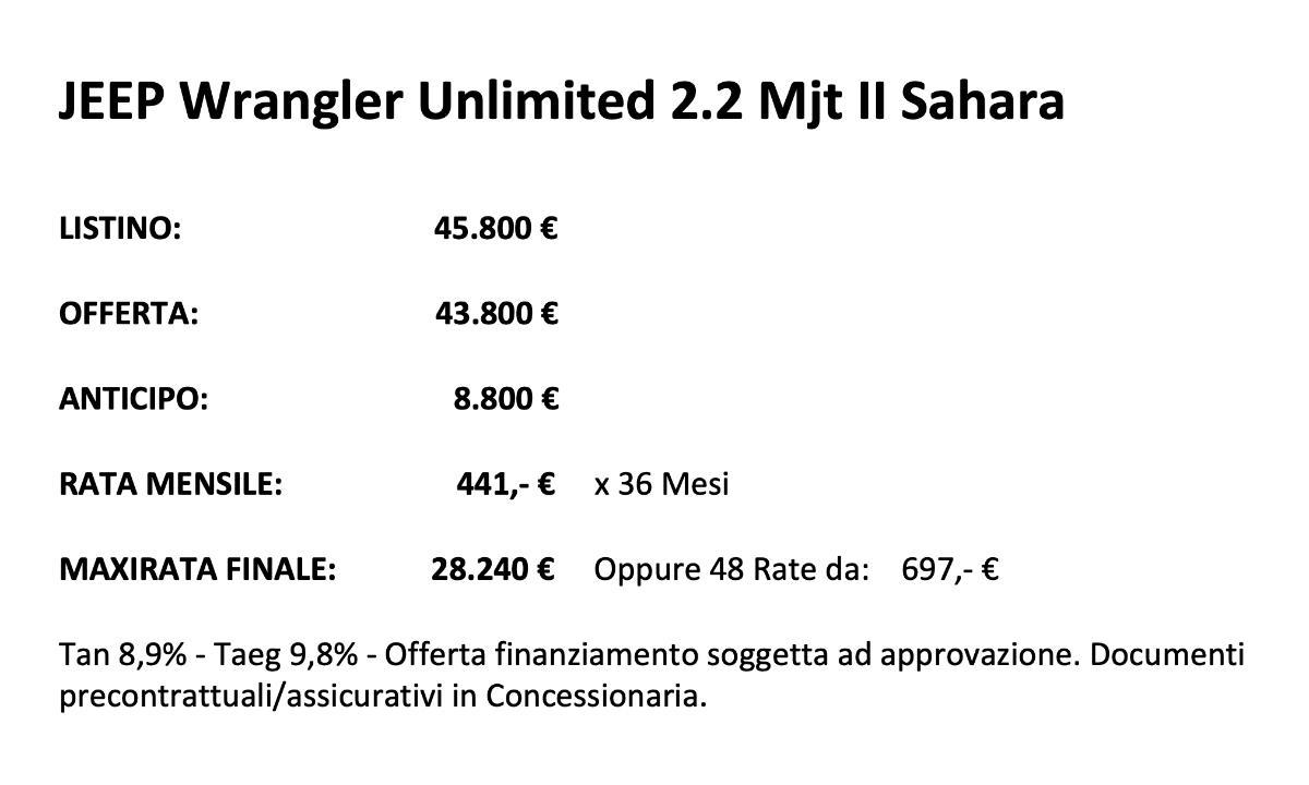 JEEP Wrangler Unlimited 2.2 Mjt II Sahara
