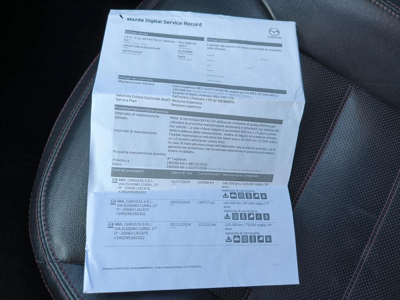 Mazda CX-5 2.2L Skyactiv-D 184 CV aut. AWD Homura *MOTORE NUOVO*
