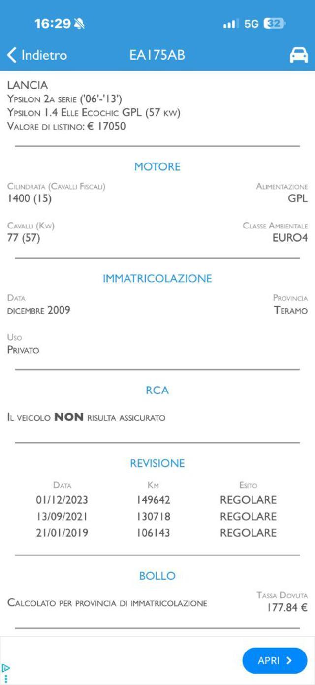 LANCIA Ypsilon 1.4 Argento Ecochic GPL