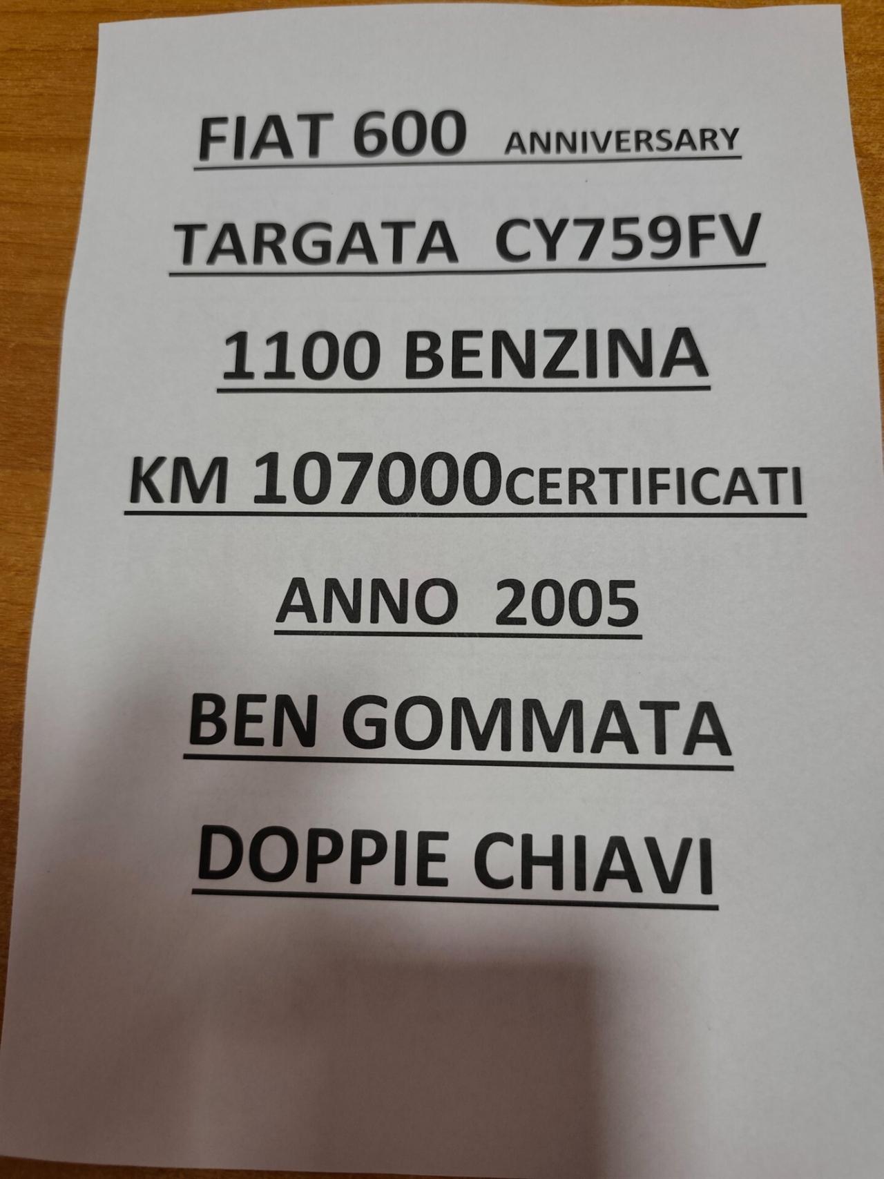 Fiat 600 1.1 50th Anniversary KM 107000