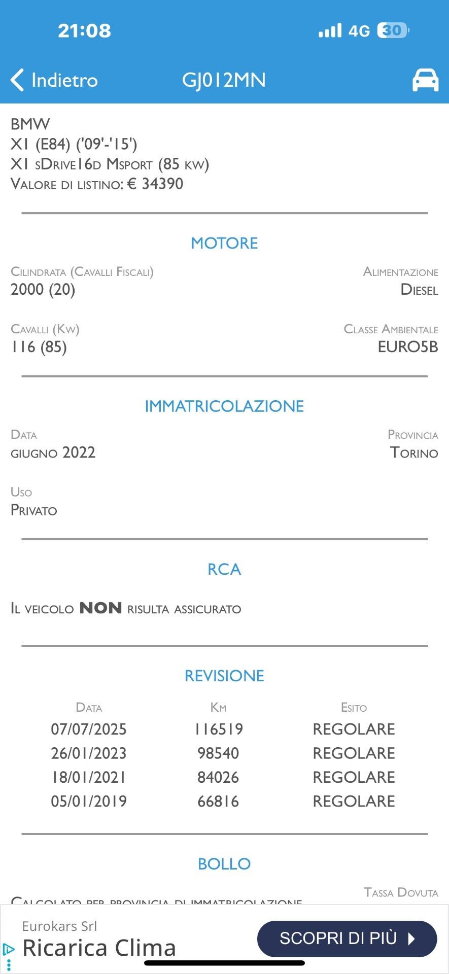 Bmw X1 sDrive16d X Line Km 118000