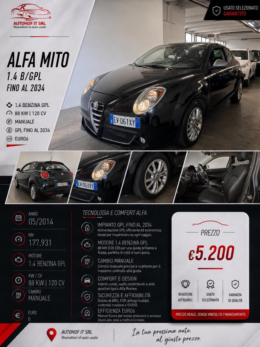 Alfa Romeo MiTo 1.4 B/GPL 2034 OK NEOPATENTATI