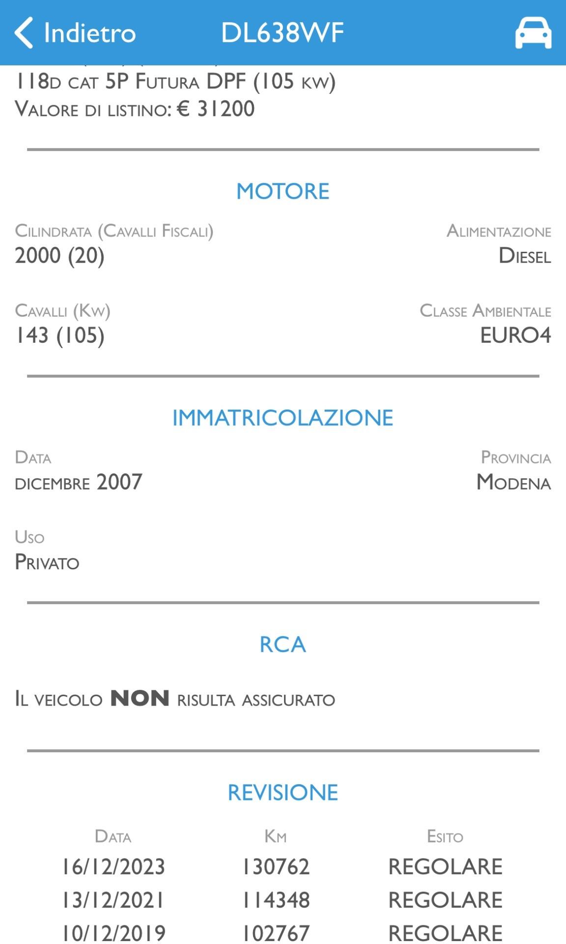 Bmw 118 118d cat 5 porte Attiva DPF