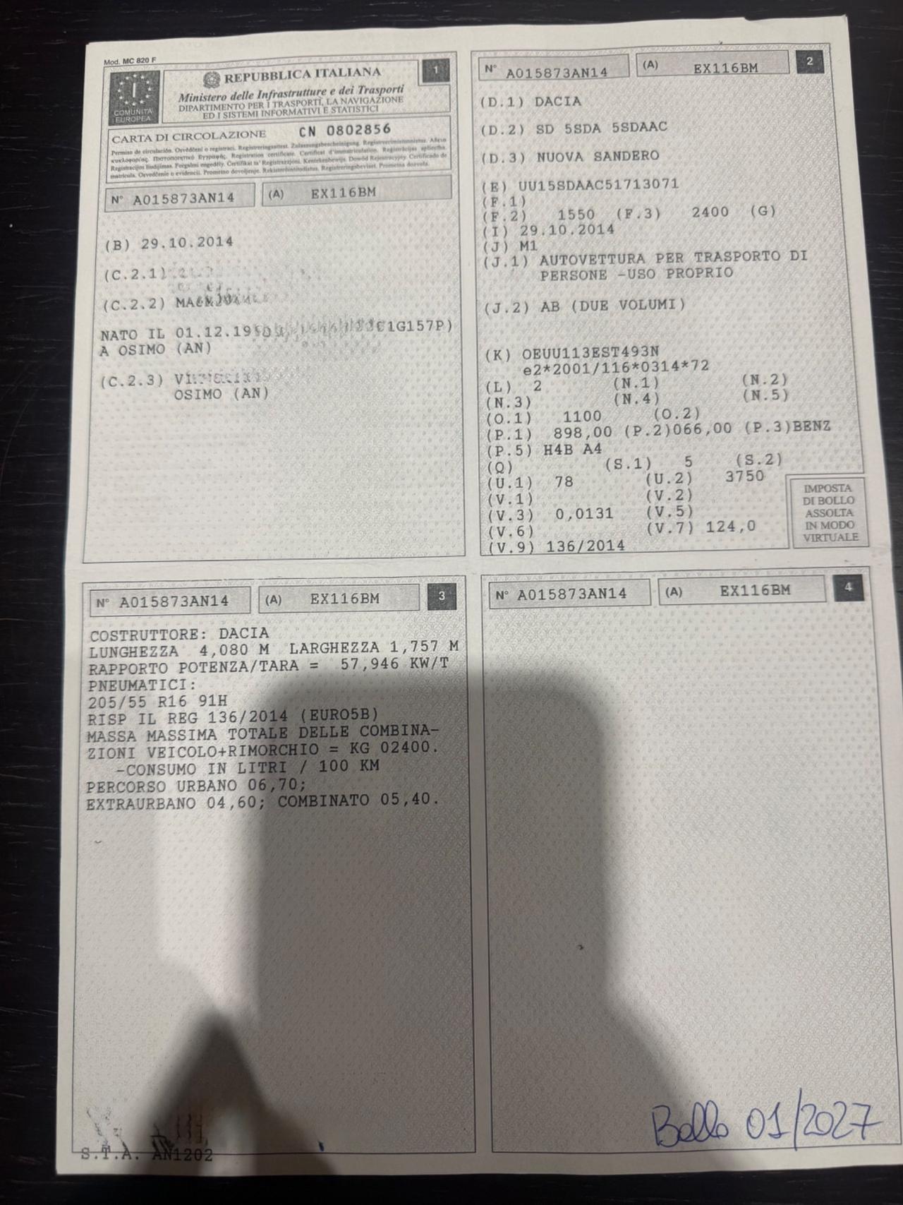 Dacia sandero stepway benzina NEOPATENTATI unipropr