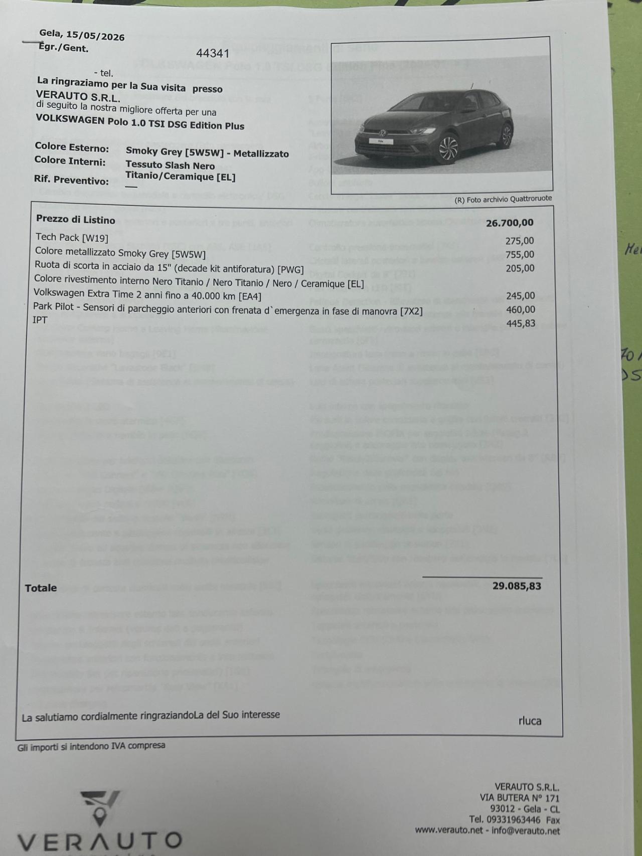 Volkswagen Polo 1.0 TSI DSG Edition Plus - possibilità noleggio no scoring