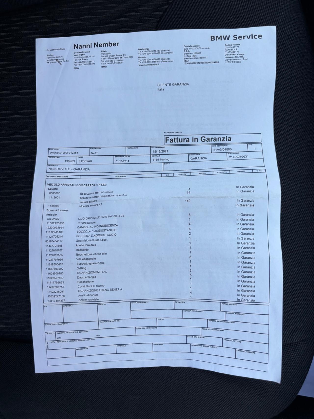 Bmw serie 3. 316d. 2.0d. Garanzia 12 mesi.