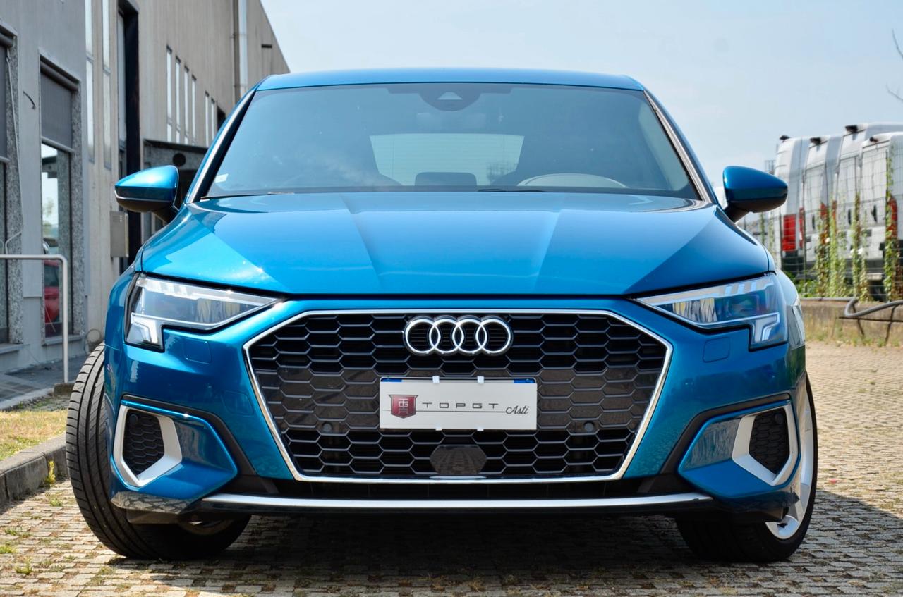 AUDI A3 SPORTBACK 35 1.5 TFSI BUSINESS ADVANCED 150cv MANUALE, ECCELLENTI CONDIZIONI, UNICOPROPRIETARIO, UFF ITALIANA, SERVICE AUDI, BLU ATOLLO, FARI LED, RETROCAMERA, PERMUTE
